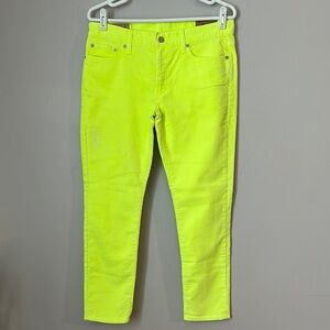 POLO RALPH LAUREN fluorescent yellow corduroy 5 pocket pants size 29 NWT